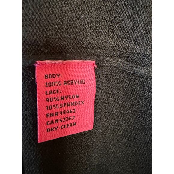 Betsy Johnson Sweater Dress Black With Lace Size MED Perf for FALL WINTER - Picture 3 of 5